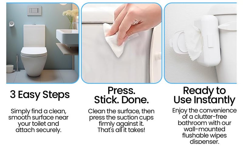 Loo 2-Pack Discreet Flushable Wipes Dispenser – Fits Standard Size Flushable Wipes Only – No-Drill Suction Mount, Hygienic Low-Profile Holder for Bathroom & Toilet - Image 4